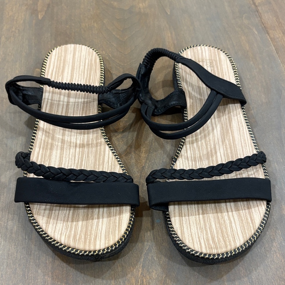 Black Braided Strap Sandals